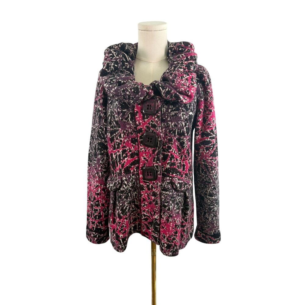 Avette Vintage 90s Y2K Mohair Blend Cardigan Sweater Oversized Collar Medium
